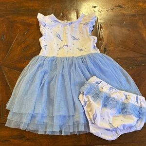 Tommy Bahama Narwal Theme Blue & White Full Skirt Tulle Dress Girls 12m Coastal